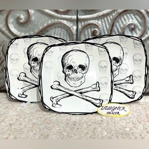 Coventry Porcelain China Square Skull Set of 3 Plates